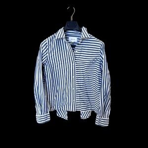 Current Elliott Women's Striped Button-Up Tie-Back cut-Off Top Shirt Sz 1